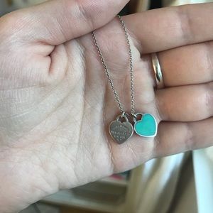 Mini double heart tag pendant necklace Tiffany